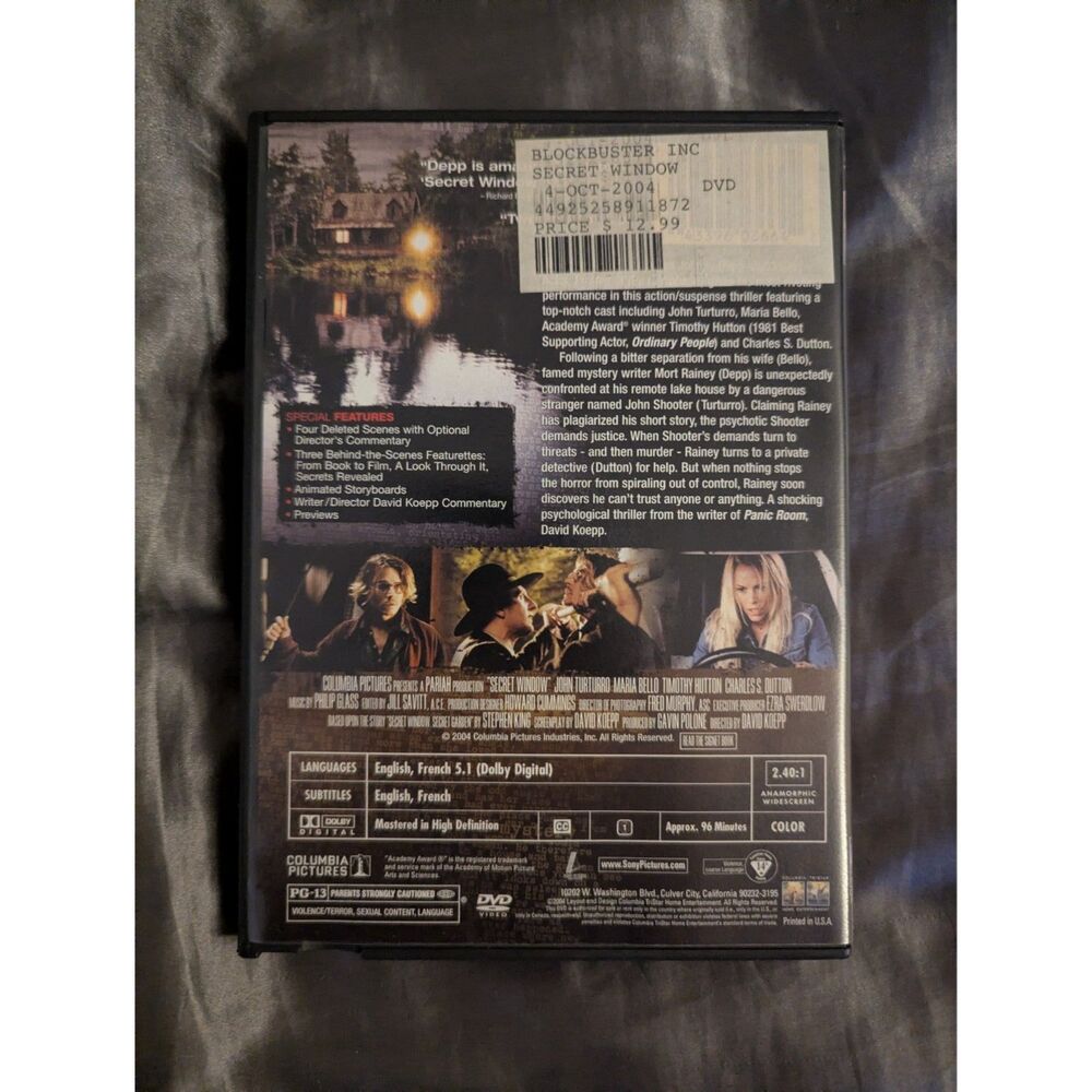 Secret Window DVD 2004 Johnny Depp Thriller - Picture 2 of 4